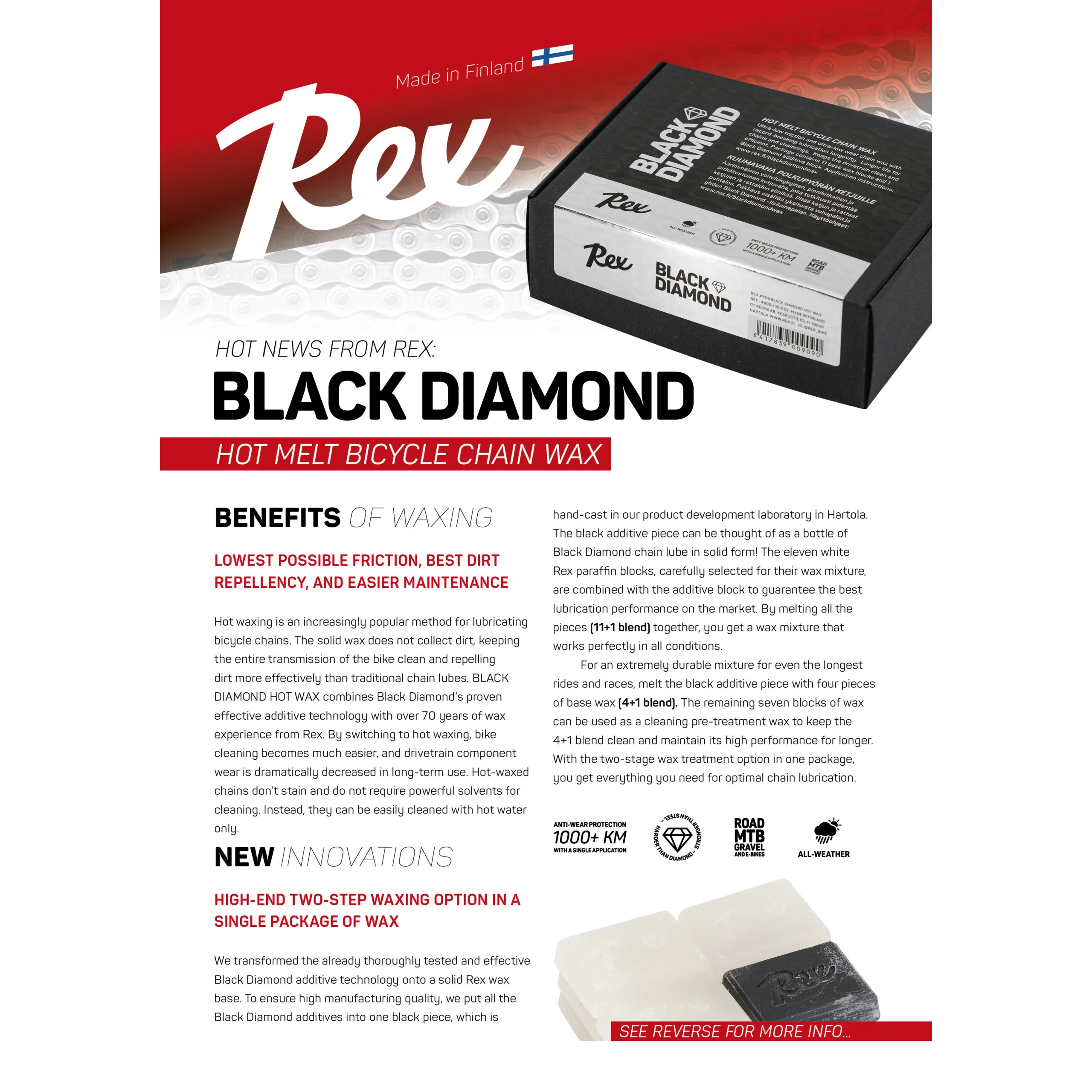 Rex Black Diamond Bike Chain Hot Wax Black Friction Modifier | 40g - Image 2